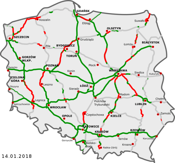 Les autoroutes en Pologne.