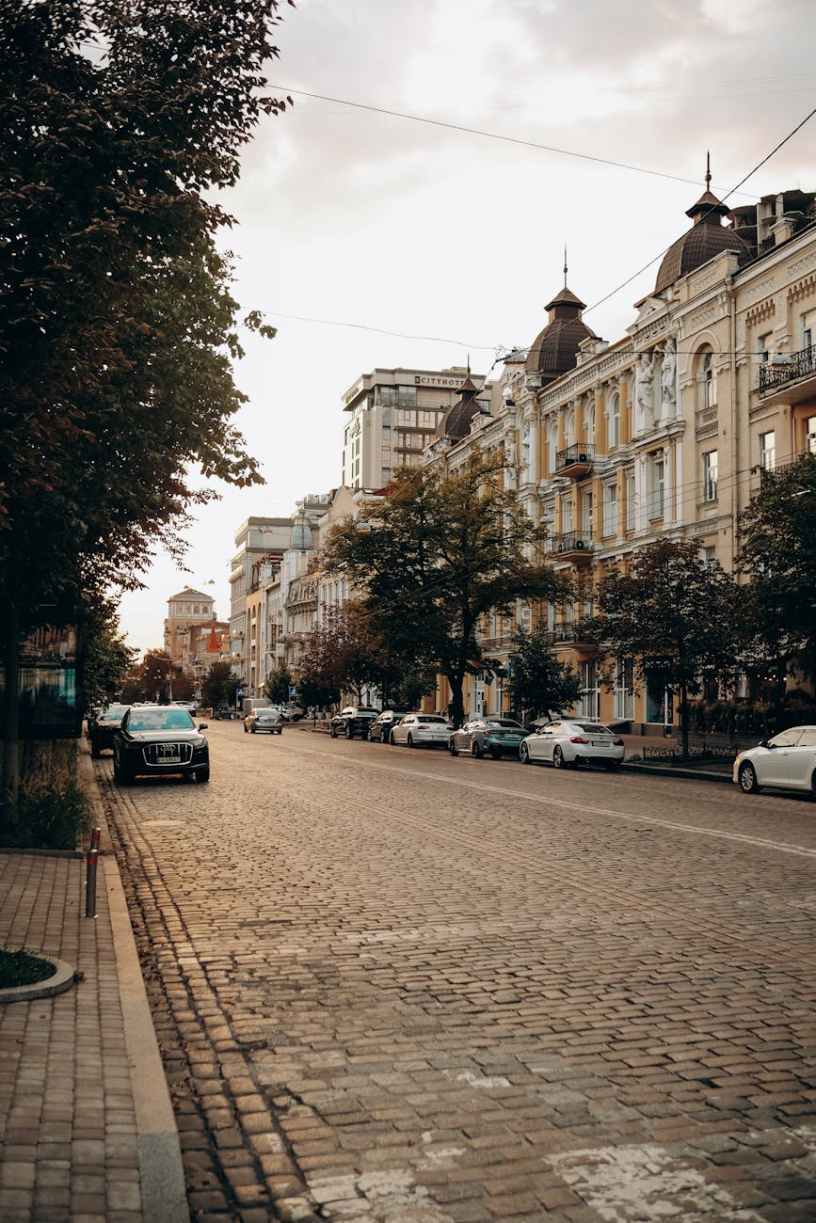 cobblestone street in kyiv