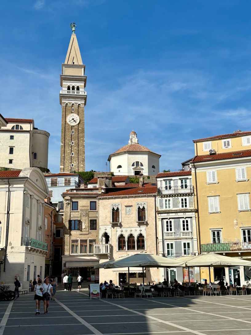 historic venetian style square in piran slovenia