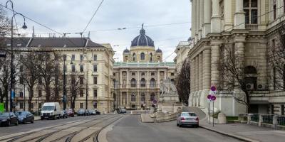 tram lines leading to natural history museum in vienna austria