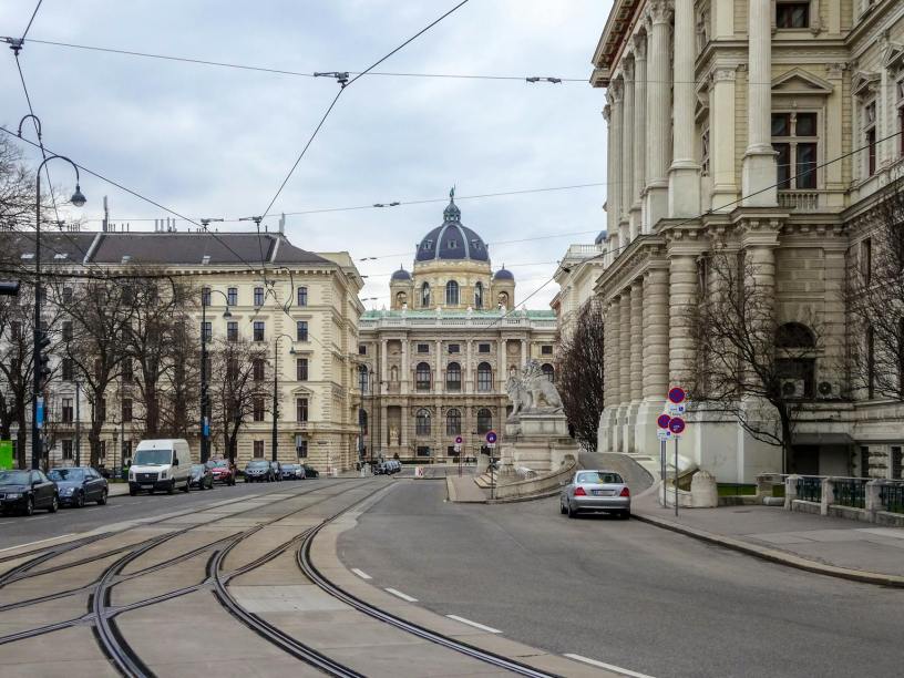 tram lines leading to natural history museum in vienna austria